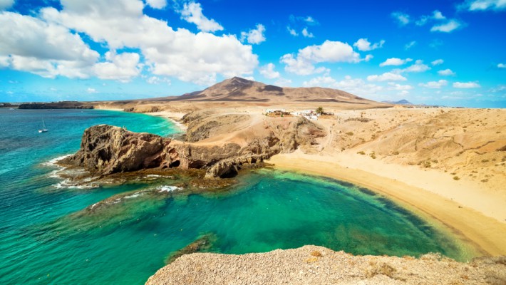 A view of the beach in Lanzarote, the Canary Islands, Spain