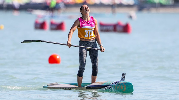 Elena Prokhorova and Noic Garioud win gold in the Sprints at 2021 ICF SUP WORLDS